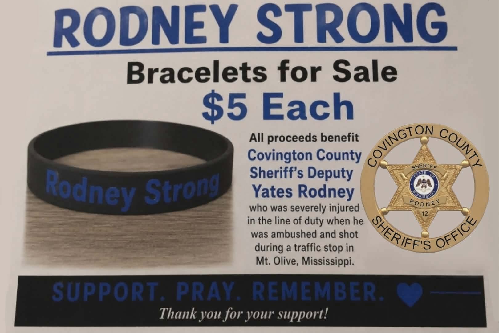 Rodney Strong bracelets fundraiser flyer